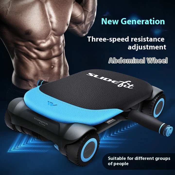 SlideFit abdominal wheel blue version with 3-speed resistance adjustment
